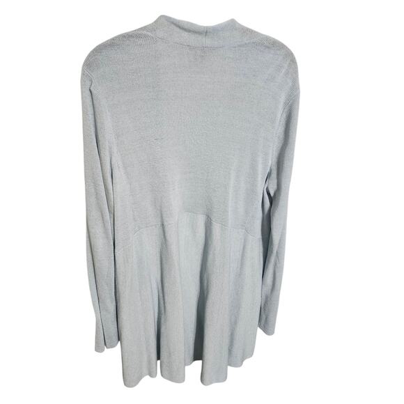 Eileen Fisher Sweater Womens XL Linen Pale Blue Blend Long Open Knit Cardigan - Picture 7 of 9